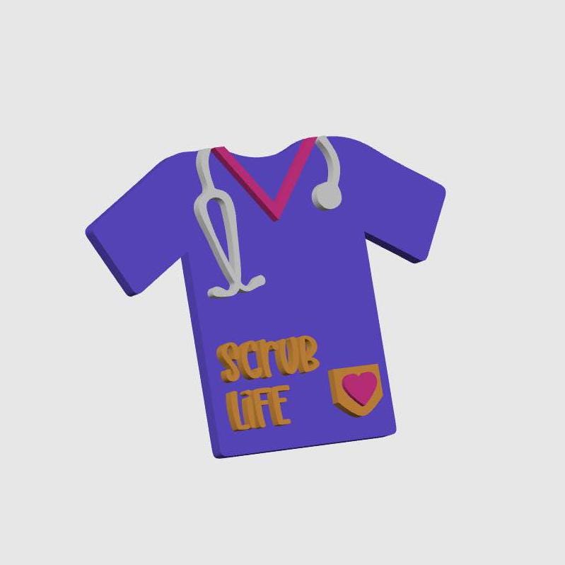 3D Badge Topper STL, Scrub Top STL, Scrub Top Badge Topper, Badge reel topper stl, medical badge reel stl, healthcare worker stl
