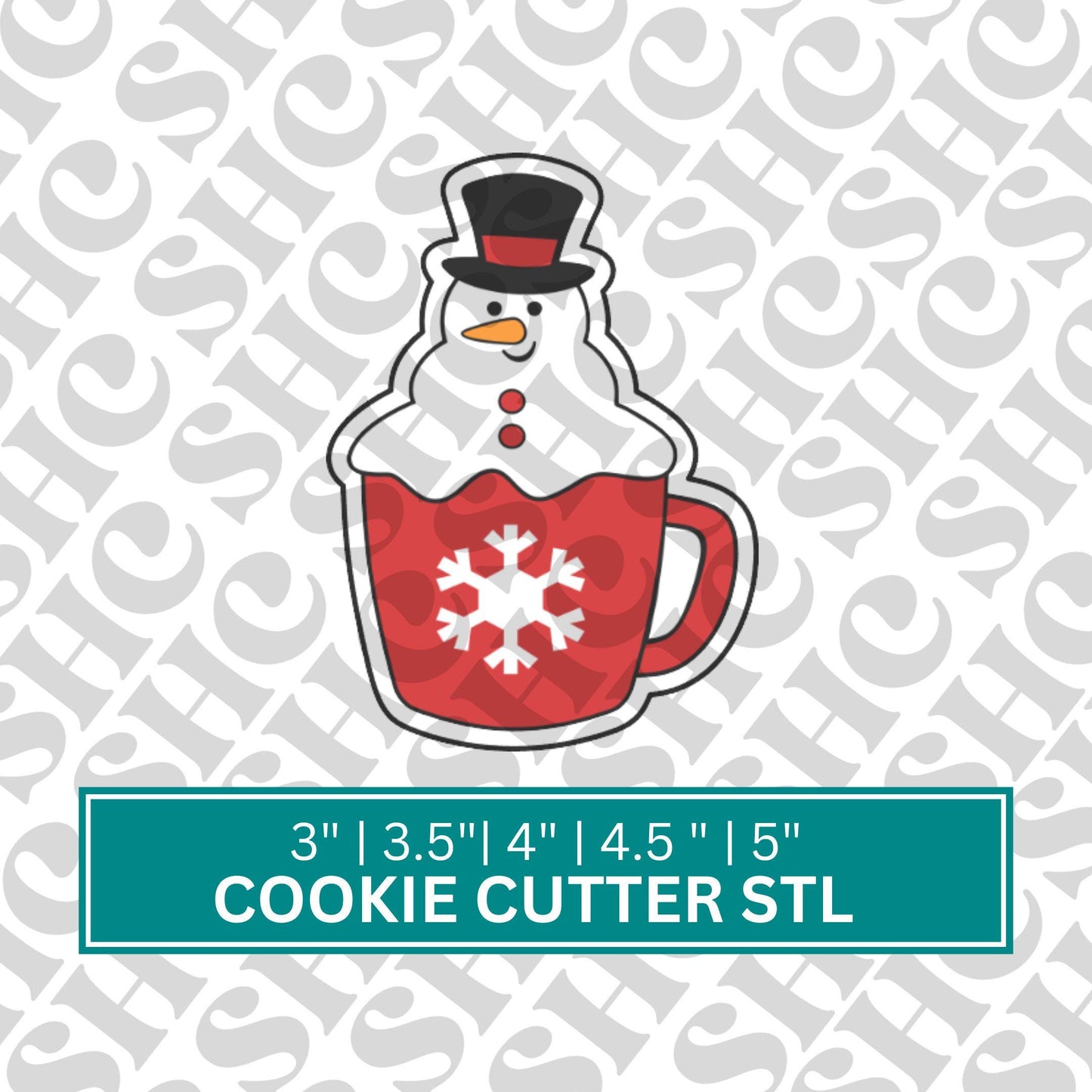 Snowman Mug Cookie Cutter STL, Christmas Mug 3D Cutter, Holiday Stl, Snowman Cookie Cutter File, Chubby Christmas Stl, Chubby Mug Stl