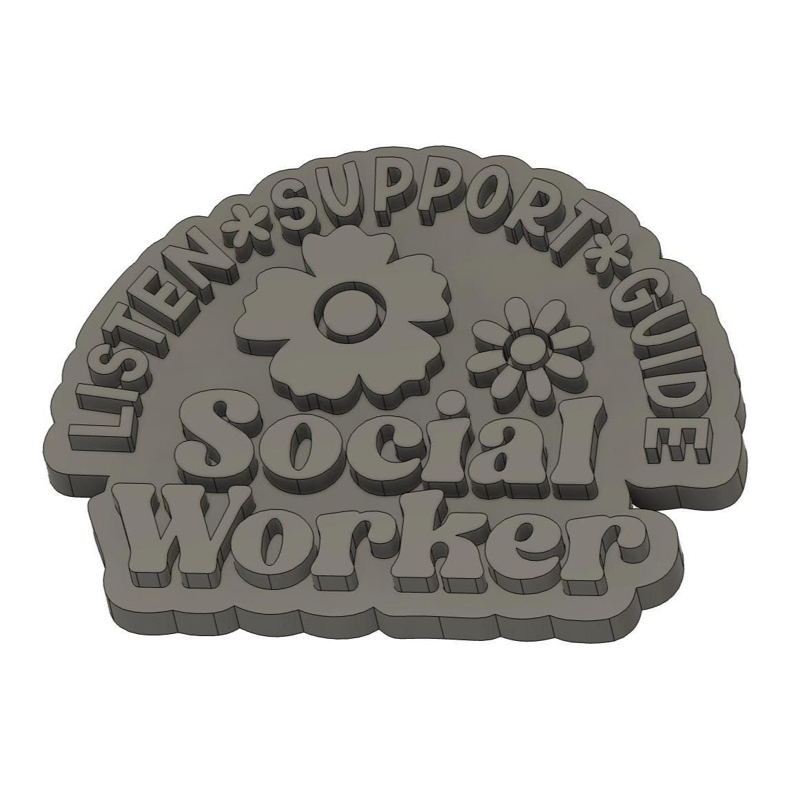 Social Worker Badge Reel Topper STL - Listen Support Guide - 3D Printable Badge Reel Design for Social Workers - Lanyard Accessory