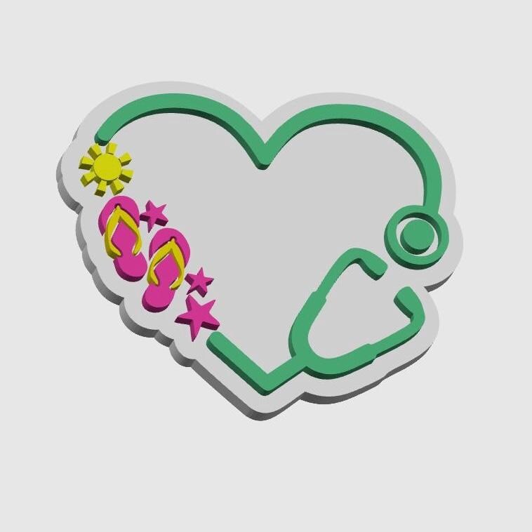 3D Badge Topper STL, Summer Stethoscope Badge Reel Topper STL – 3D Print File for Nurses, Fun Medical Badge Accessory