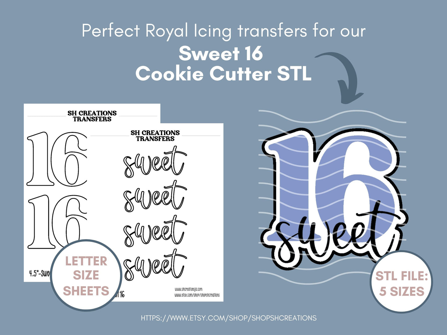 Sweet Sixteen Royal Icing Transfer Printable Bundle, Sweet 16 Template, Transfer Sheet, Sweet Sixteen Printable, Royal Icing Template,