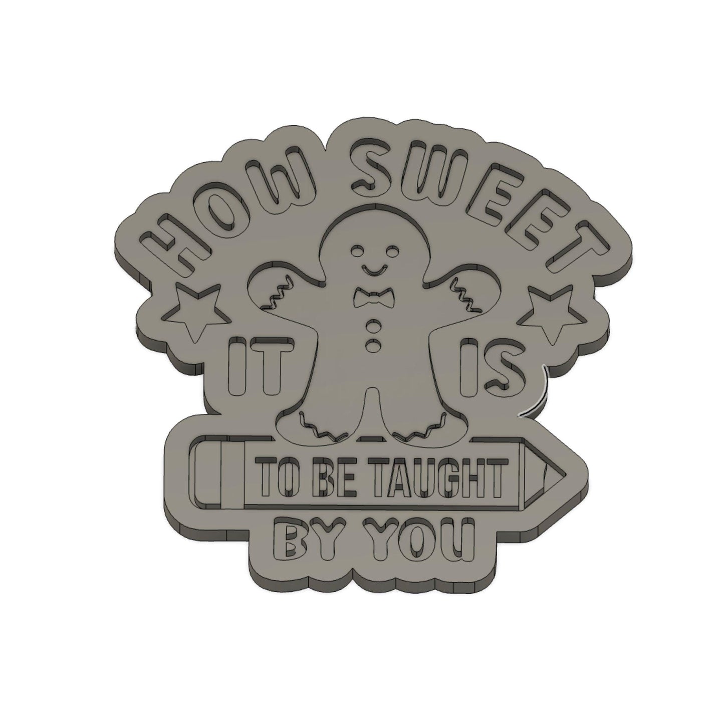 Teacher Christmas Fondant Embosser, Teacher Appreciation Cookie Cutter STL, Gingerbread Embosser, Xmas Cookies, Xmas Fondant Stamp, Debosser