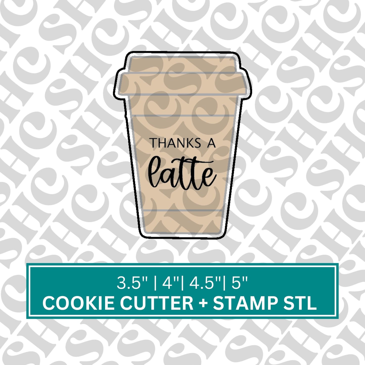 Thanks a Latte to go Coffee Cup Cookie Cutter and Fondant Stamp STL | Teacher Appreciation Cookie | Teacher's Day Cookie Cutter | Coffee stl