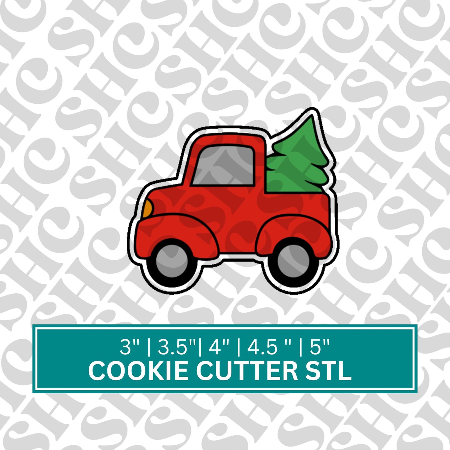 Truck with Christmas Tree 2 Cookie Cutter STL, Christmas Truck 3D Cutter,Holiday Stl, Xmas Tree Cookie Cutter, Instant Download