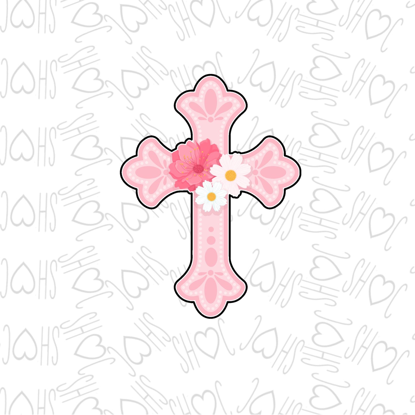DONE TO ORDER: Floral Cross 1 Cookie Cutter - SHCreations