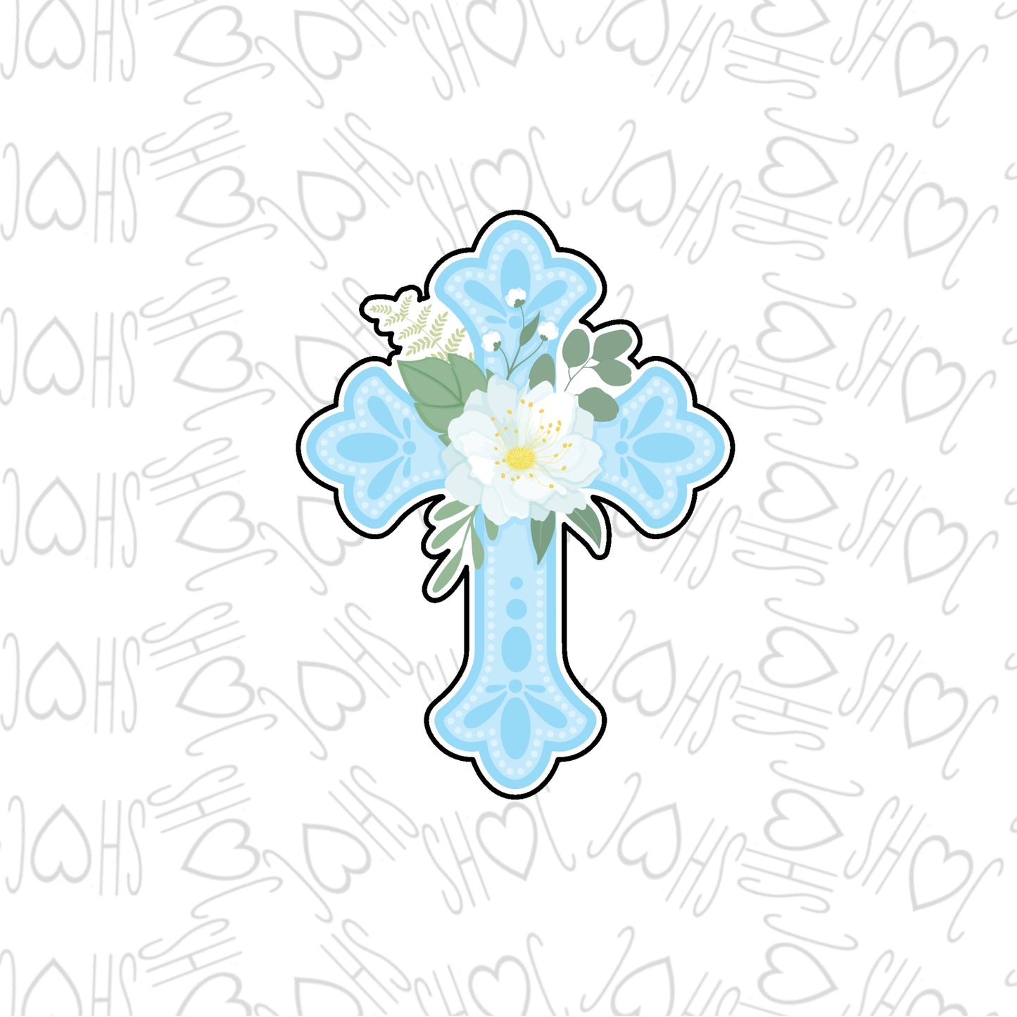 DONE TO ORDER: Floral Cross 2 Cookie Cutter - SHCreations