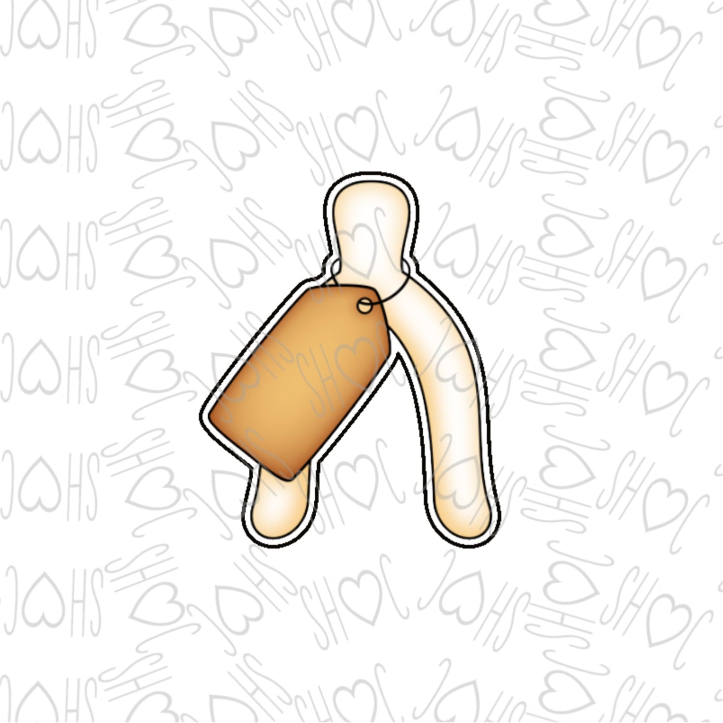 DONE TO ORDER: Wishbone with Tag Cookie Cutter - SHCreations
