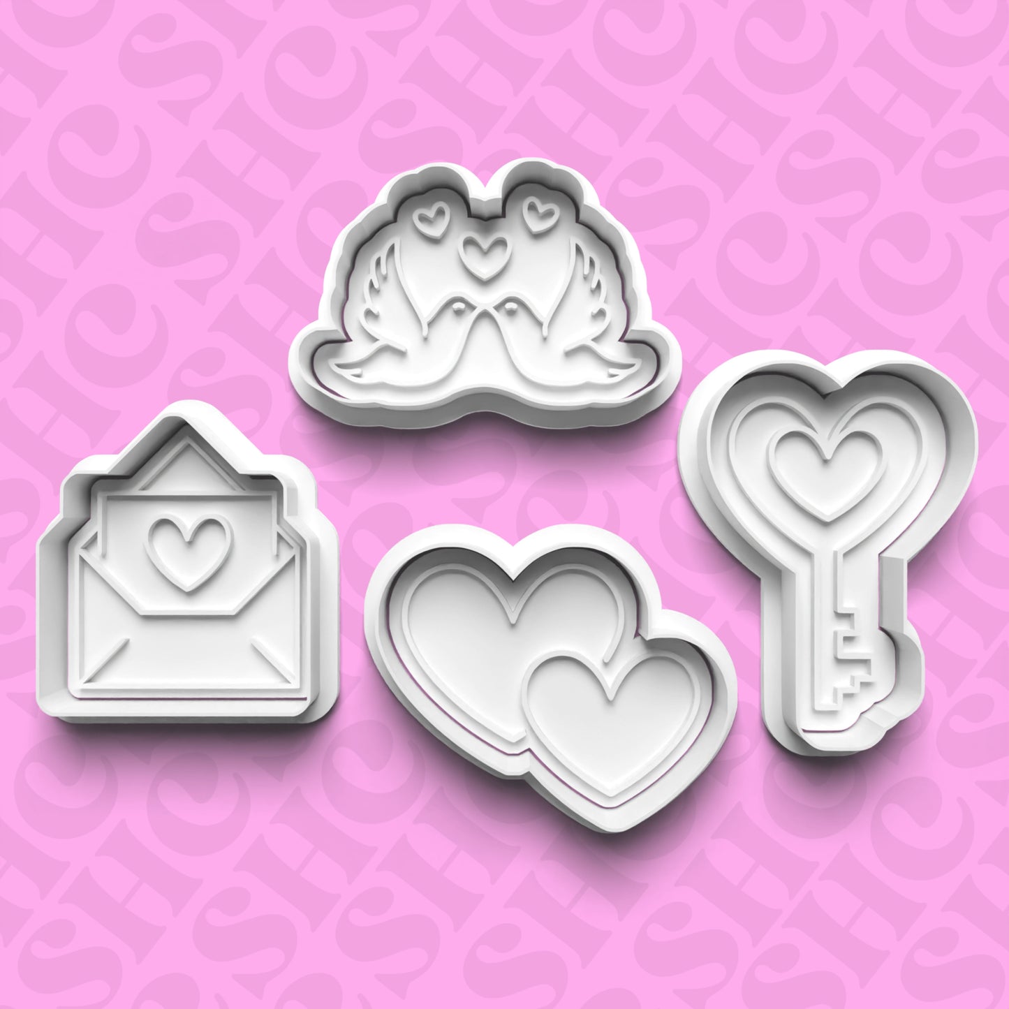 DONE TO ORDER: Valentine Cookie Cutter + Fondant Stamp Bundle 2