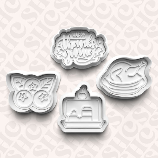 DONE TO ORDER: Thanksgiving Cookie Cutter + Fondant Stamp Bundle 1