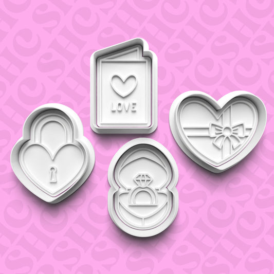 DONE TO ORDER: Valentine Cookie Cutter + Fondant Stamp Bundle 3