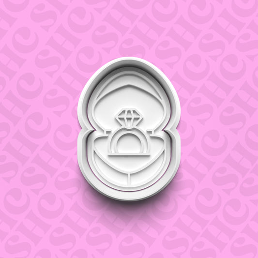 DONE TO ORDER: Ring in box Cookie Cutter + Fondant Stamp Set