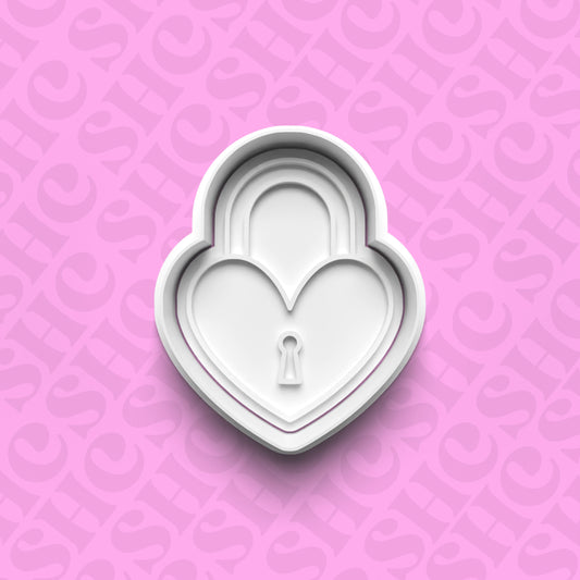 DONE TO ORDER: Heart Lock Cookie Cutter + Fondant Stamp Set