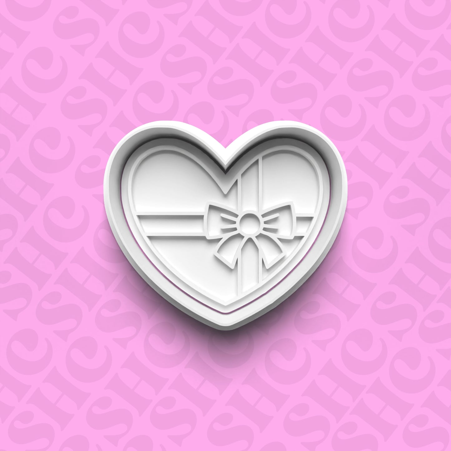 DONE TO ORDER: Heart w/Ribbon Cookie Cutter + Fondant Stamp Set