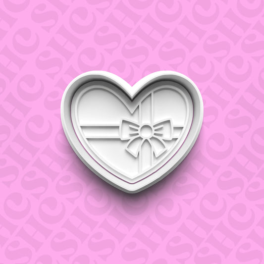 DONE TO ORDER: Heart w/Ribbon Cookie Cutter + Fondant Stamp Set