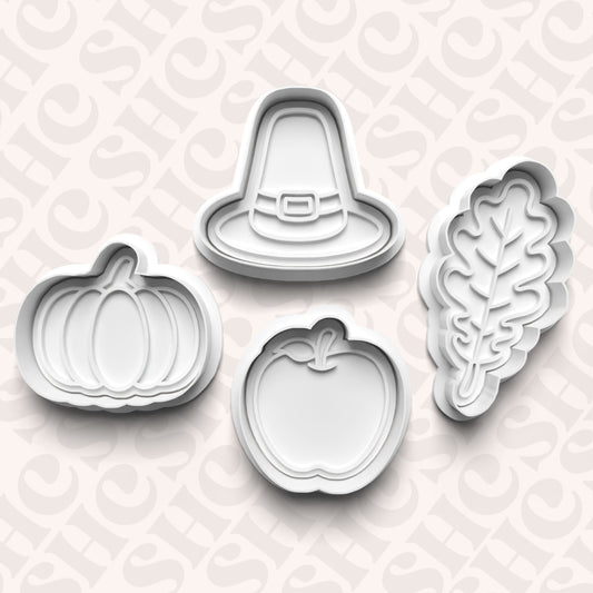 DONE TO ORDER: Thanksgiving Cookie Cutter + Fondant Stamp Bundle 2