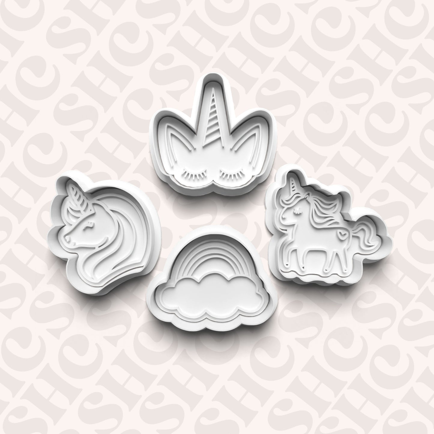 DONE TO ORDER: Unicorn Cookie Cutter + Fondant Stamp Bundle