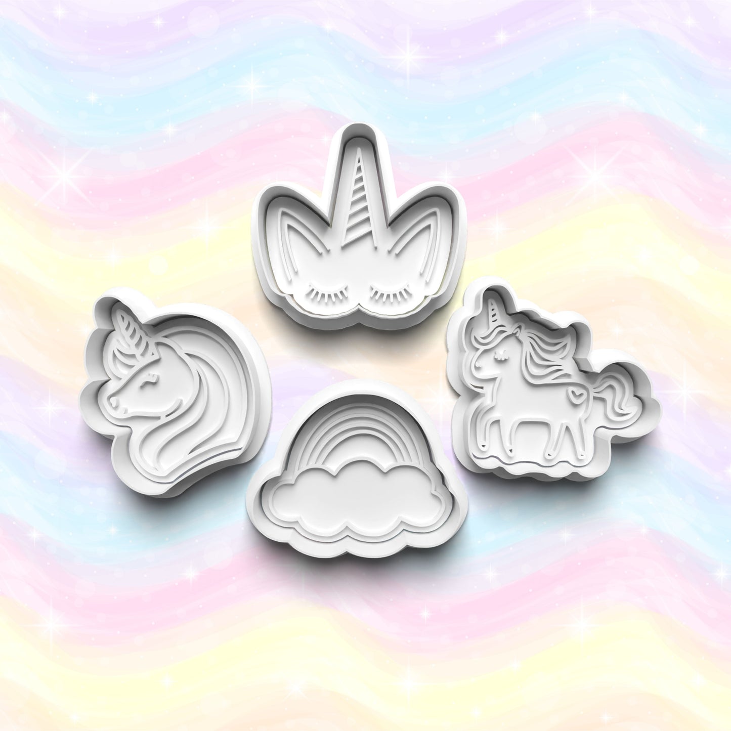 DONE TO ORDER: Unicorn Cookie Cutter + Fondant Stamp Bundle