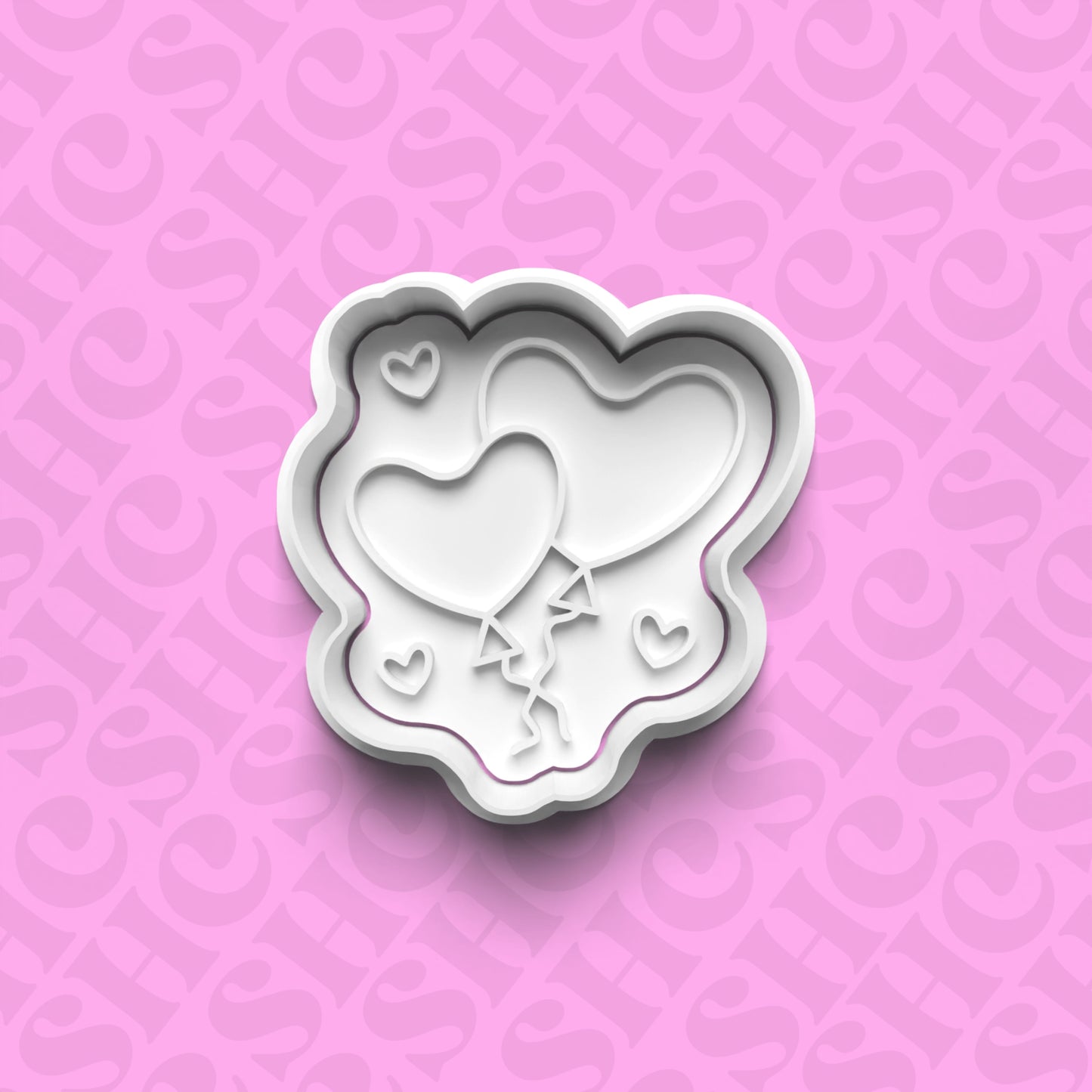 DONE TO ORDER: Balloon Hearts Cookie Cutter + Fondant Stamp Set