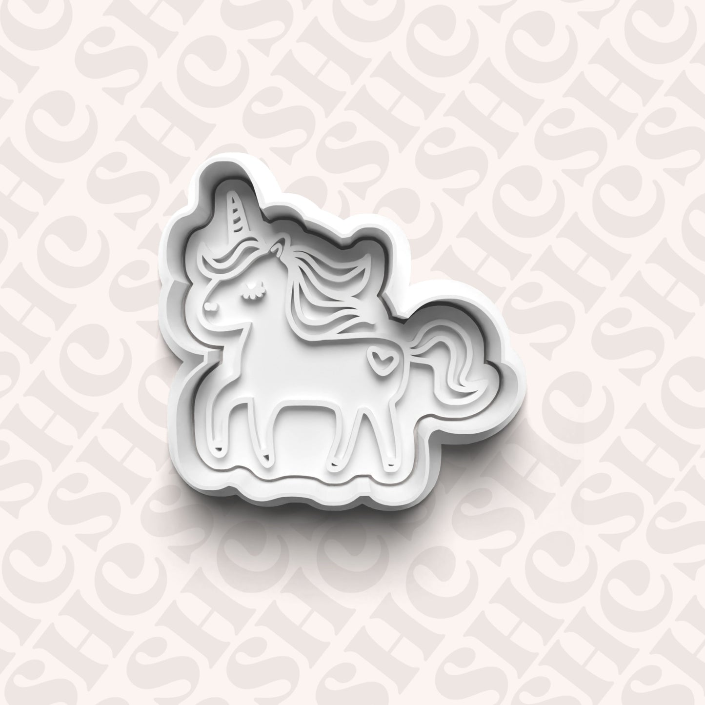 DONE TO ORDER: Unicorn Cookie Cutter + Fondant Stamp Set