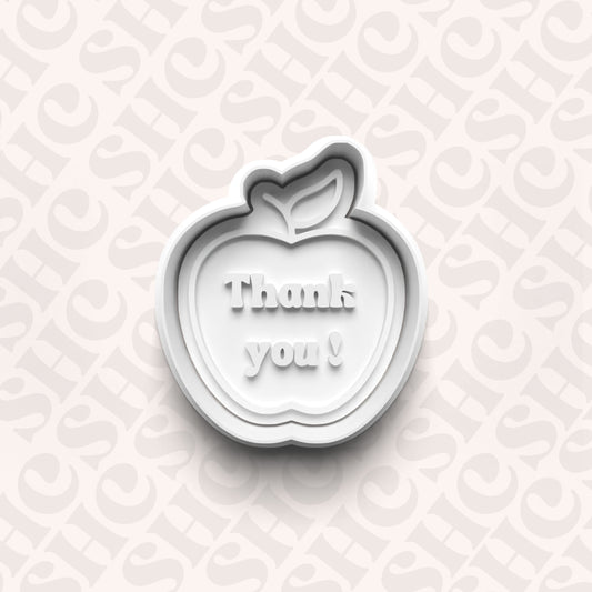 DONE TO ORDER: "Thank You!" Apple Cookie Cutter + Fondant Set