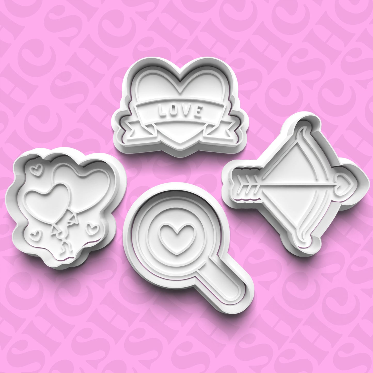 DONE TO ORDER: Valentine Cookie Cutter + Fondant Stamp Bundle 4