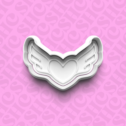 DONE TO ORDER: Heart w/Wings Cookie Cutter + Fondant Stamp Set