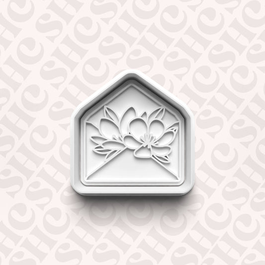 DONE TO ORDER: Floral Envelope Cookie Cutter + Fondant Stamp Set 4