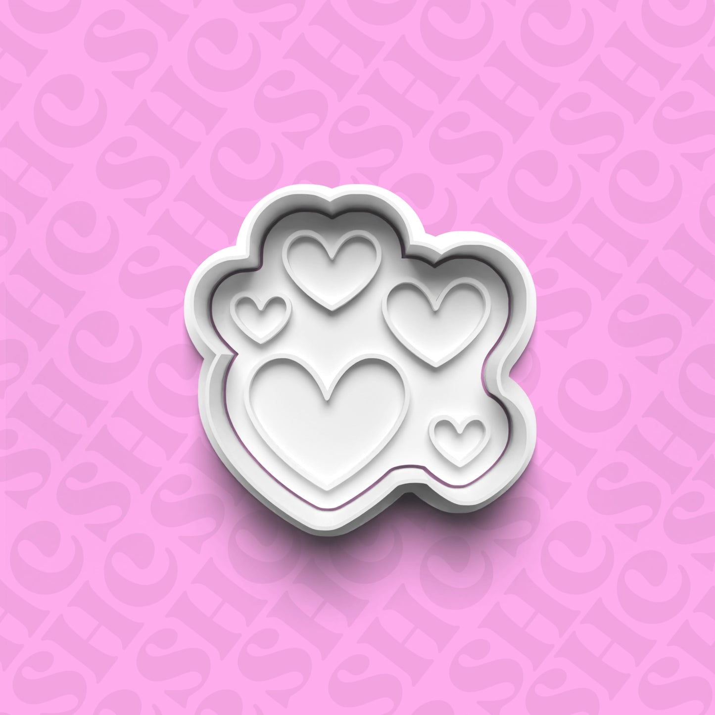 DONE TO ORDER: Multi Hearts Cookie Cutter + Fondant Stamp Set