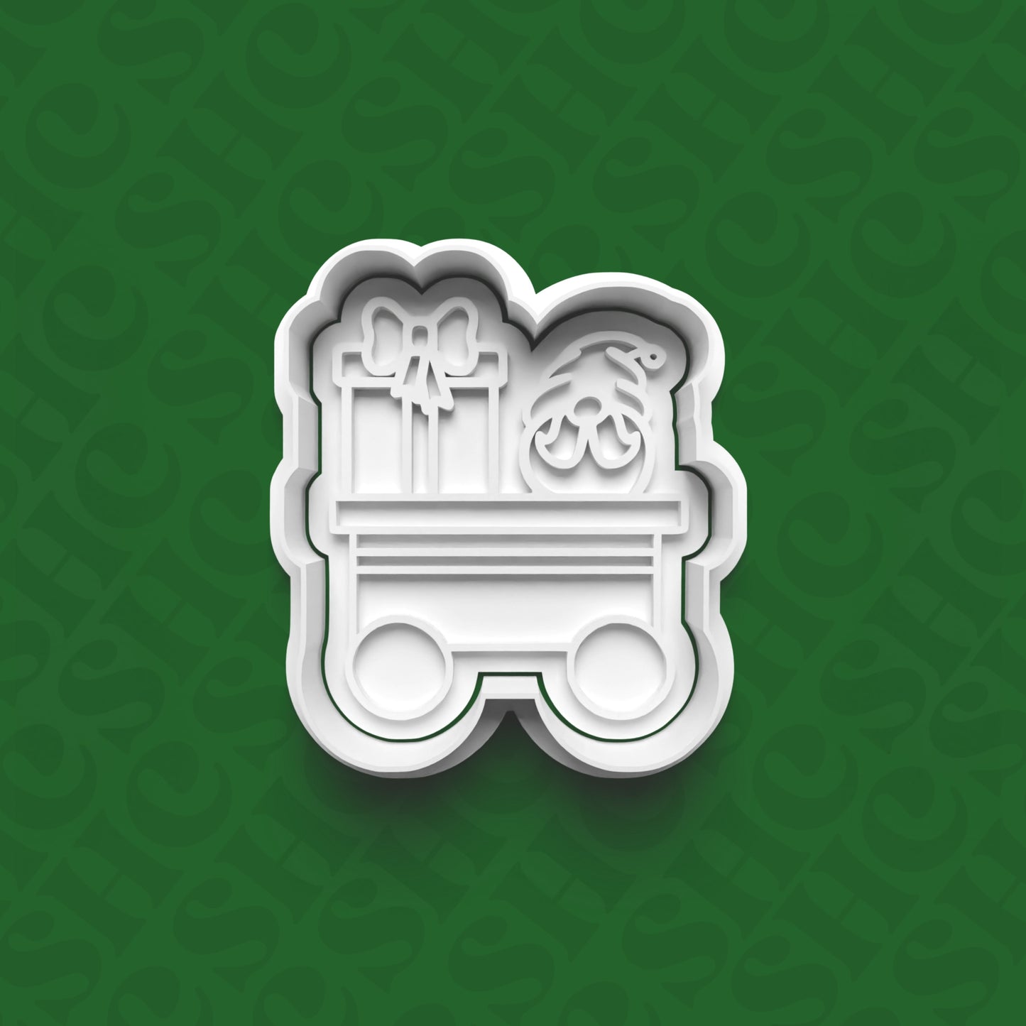 DONE TO ORDER: Christmas Train Cookie Cutter + Fondant Stamp Set 2