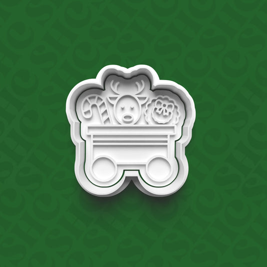 DONE TO ORDER: Christmas Train Cookie Cutter + Fondant Stamp Set 3