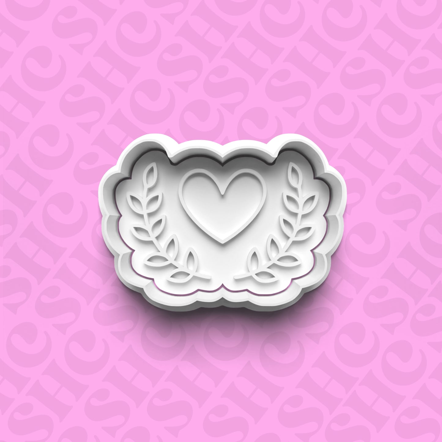 DONE TO ORDER: Heart w/Border Cookie Cutter + Fondant Stamp Set