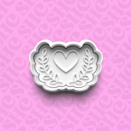 DONE TO ORDER: Heart w/Border Cookie Cutter + Fondant Stamp Set