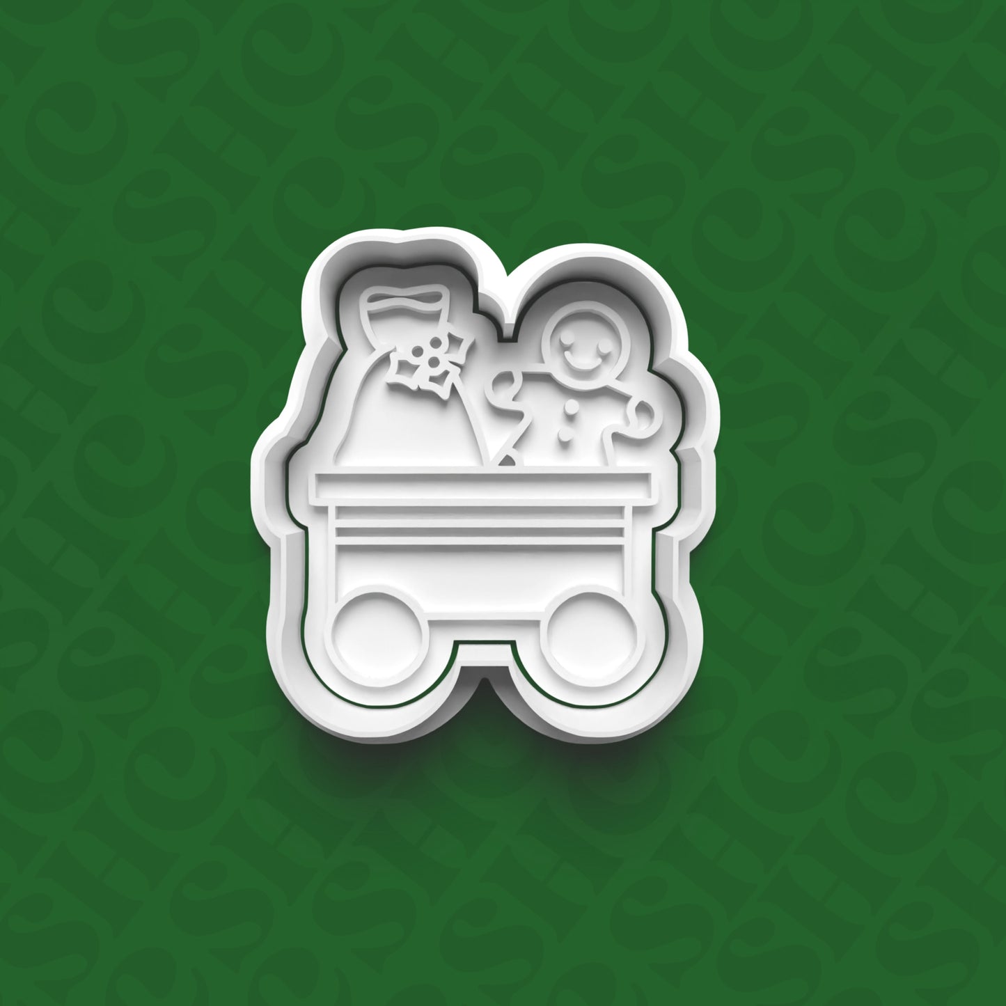 DONE TO ORDER: Christmas Train Cookie Cutter + Fondant Stamp Set 4