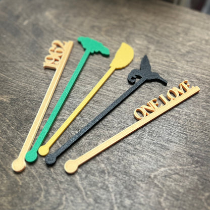 DONE TO ORDER: Jamaican Drink Stirrers - Celebrate the Spirit of Jamaica - Jamaican Heritage Swizzle Sticks - Celebrate with Cultural Flair