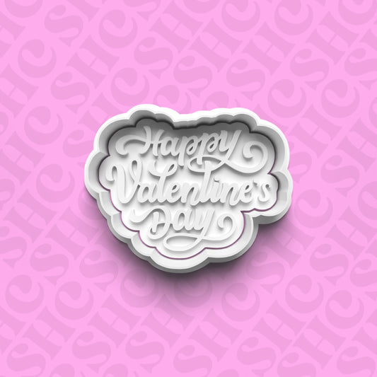 DONE TO ORDER: "Happy Valentine's Day" Cookie Cutter + Fondant Stamp Set