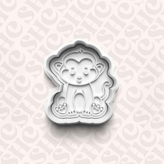 DONE TO ORDER: Monkey Cookie Cutter + Fondant Stamp Set