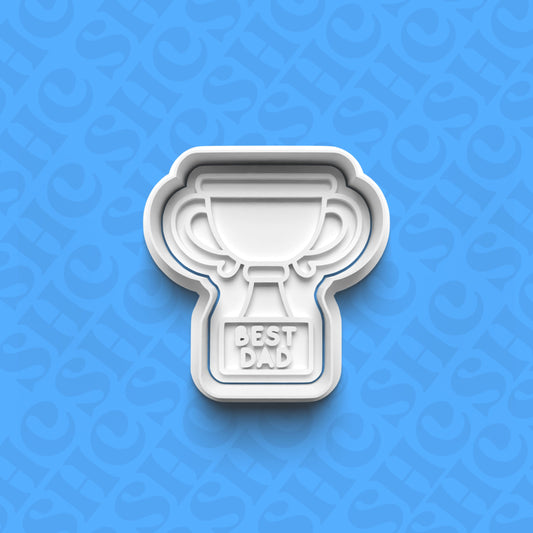 DONE TO ORDER: "Best Dad" Trophy Cookie Cutter + Fondant Stamp Set