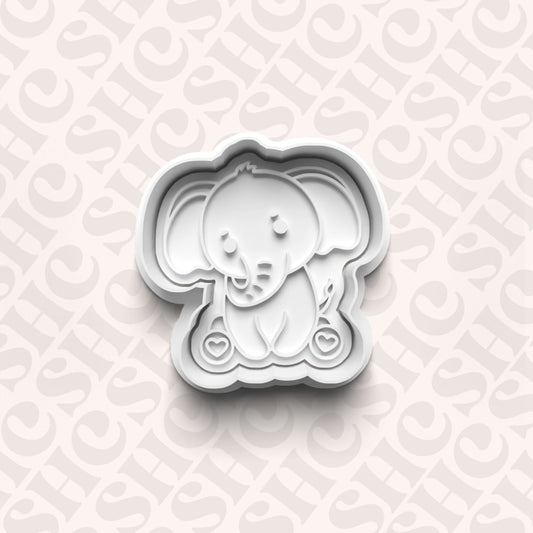 DONE TO ORDER: Elephant Cookie Cutter + Fondant Stamp Set