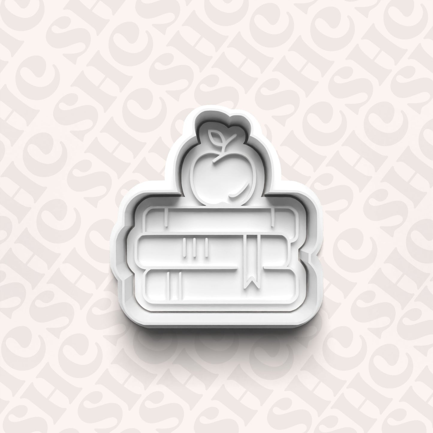 DONE TO ORDER: Apple Bookstack Cookie Cutter + Fondant Set