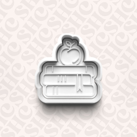 DONE TO ORDER: Apple Bookstack Cookie Cutter + Fondant Set