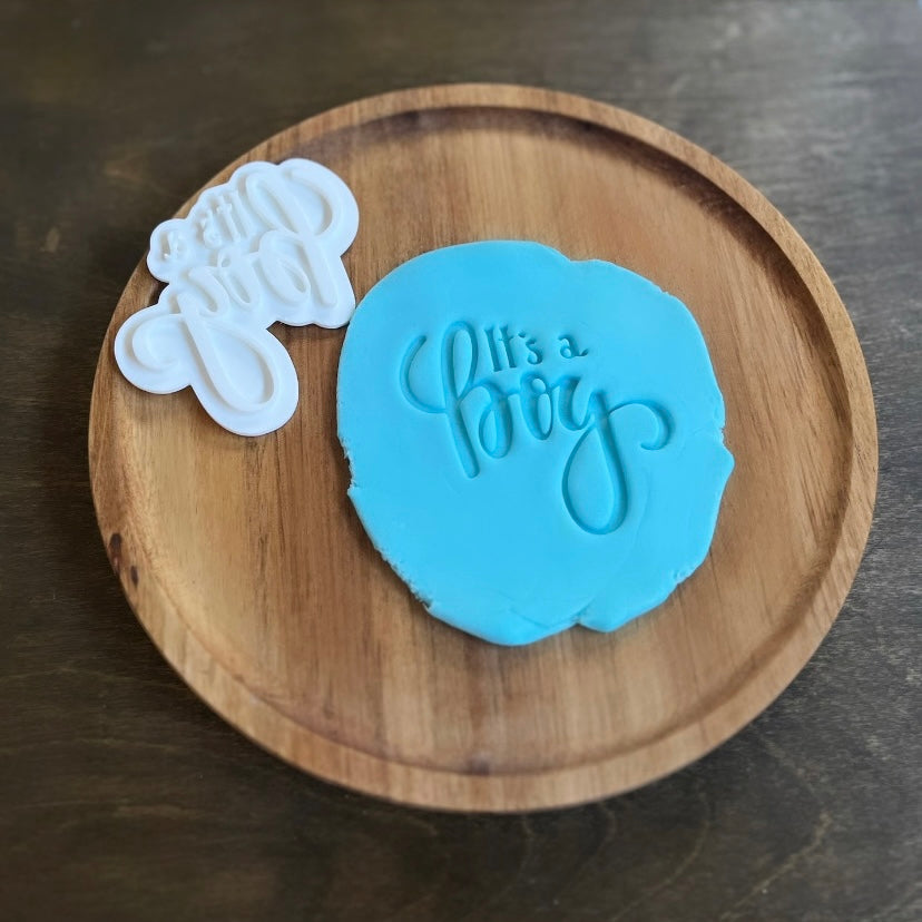 DONE TO ORDER: "It's a Boy" Cookie Cutter + Fondant Stamp Set