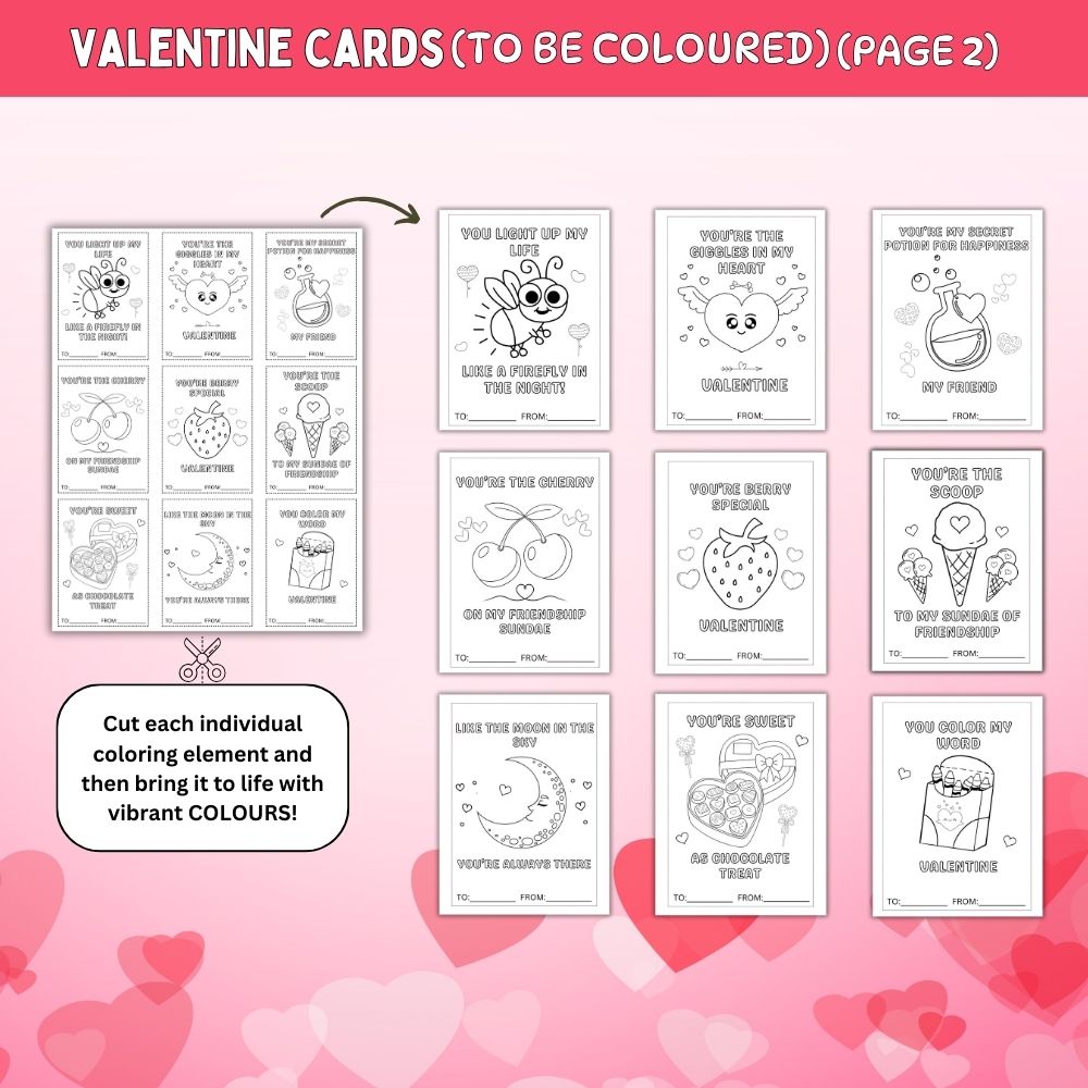 Spread Love and Creativity: Printable Valentine Cards for Kids to Colour and Share