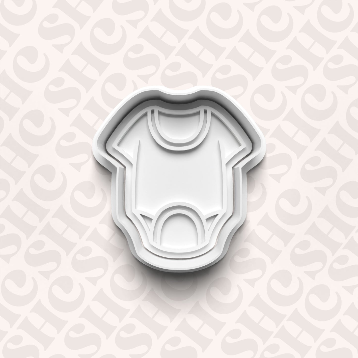 DONE TO ORDER: Baby Onesie Cookie Cutter + Fondant Stamp Set