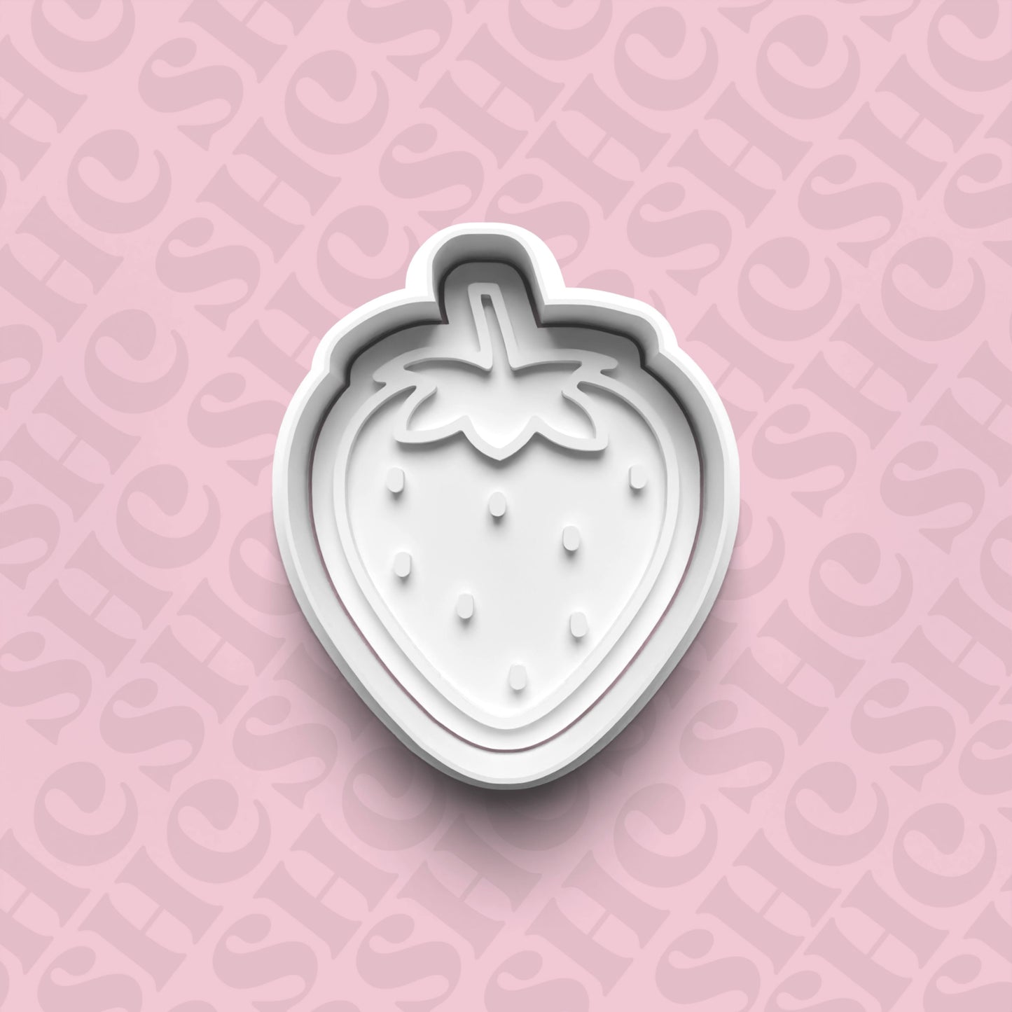 DONE TO ORDER: Strawberry Cookie Cutter + Fondant Stamp Set