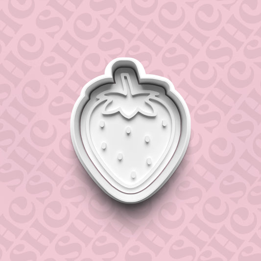 DONE TO ORDER: Strawberry Cookie Cutter + Fondant Stamp Set