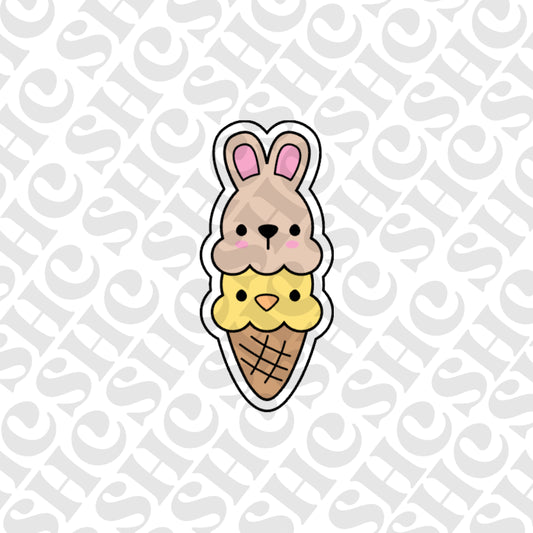 DONE TO ORDER: Bunny Icecream Cookie Cutter/Fondant Stamp/Embosser