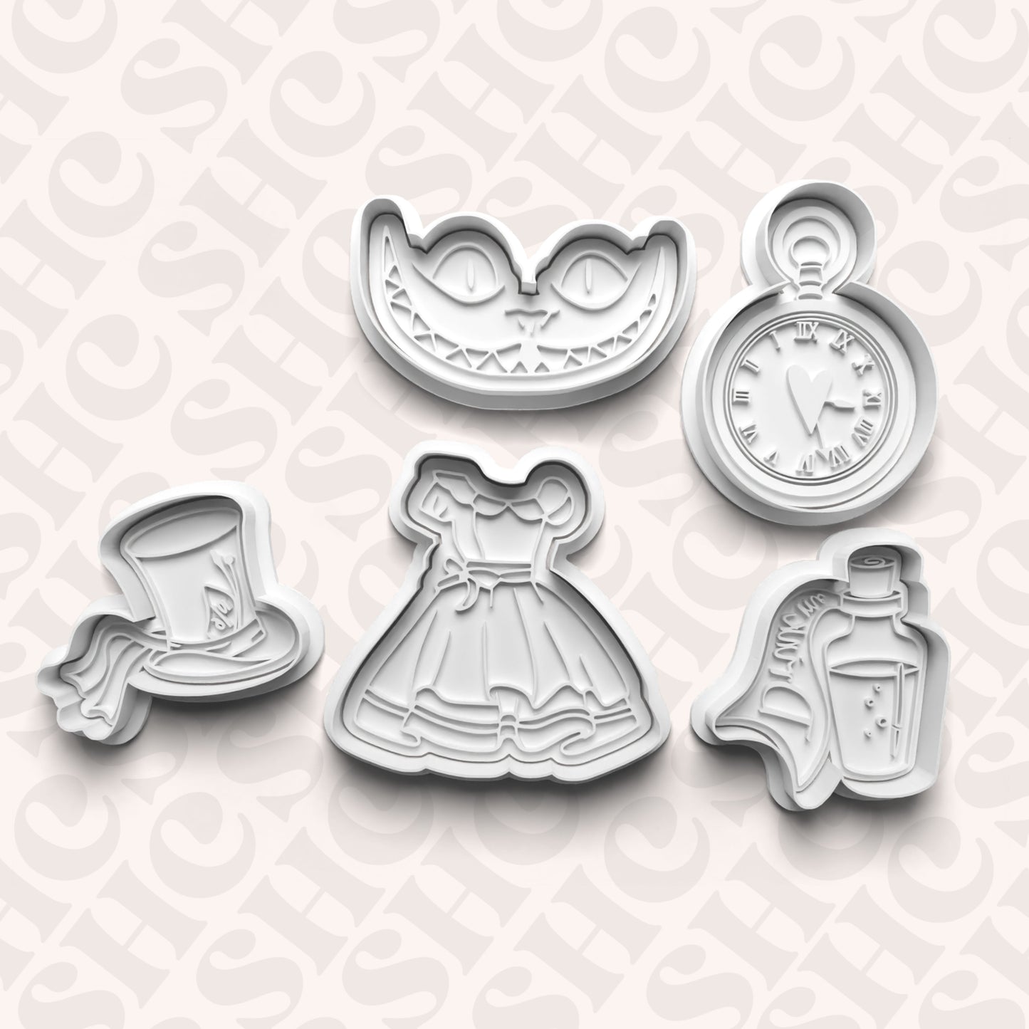 DONE TO ORDER: Wonderland Cookie Cutter + Fondant Stamp Bundle