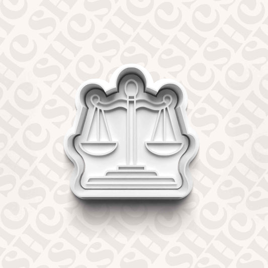 DONE TO ORDER: Scale of Justice Cookie Cutter + Fondant Stamp Set