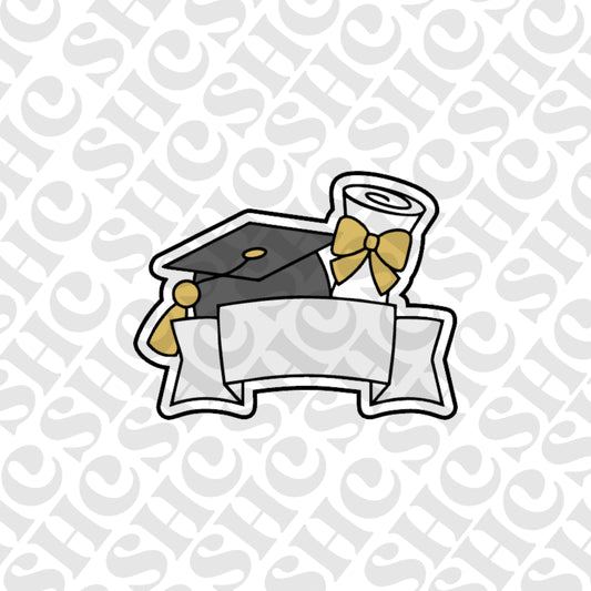 DONE TO ORDER: Grad Banner Cookie Cutter/Fondant Stamp/Embosser