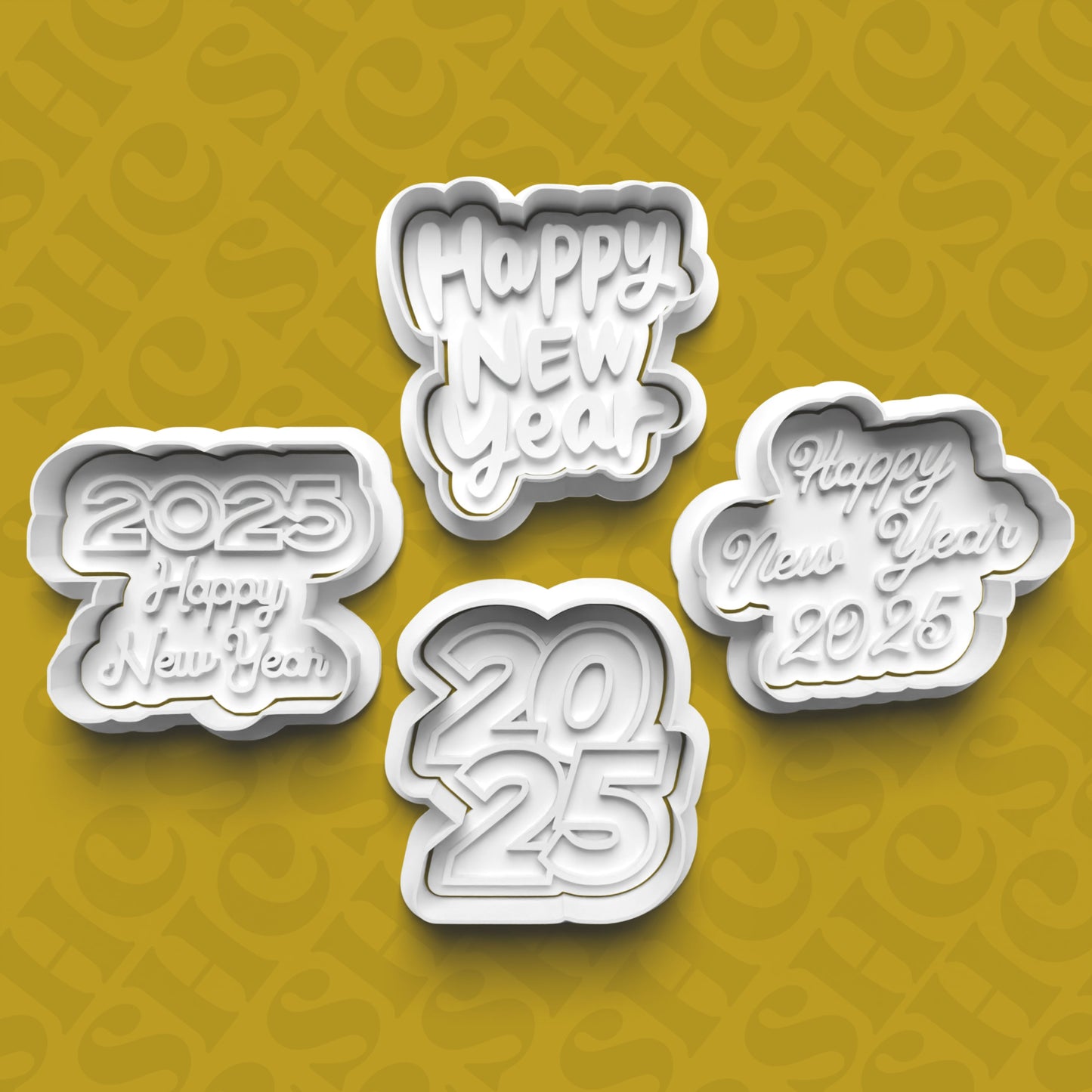 DONE TO ORDER: New Year Cookie Cutter + Fondant Stamp Bundle